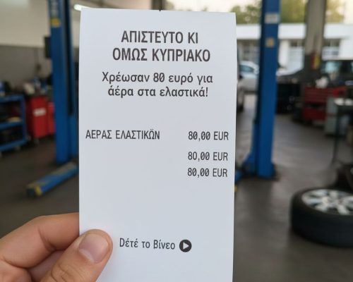 Απίστευτο κι όμως Κυπριακό: Χρέωσαν 80 ευρώ για αέρα στα ελαστικά! (Δείτε το βίντεο)