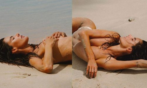 Alessandra Ambrosio: Πόζαρε τόπλες στην άμμο με λευκό μαγιό και εντυπωσίασε!