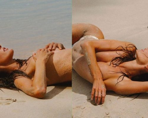 Alessandra Ambrosio: Πόζαρε τόπλες στην άμμο με λευκό μαγιό και εντυπωσίασε!