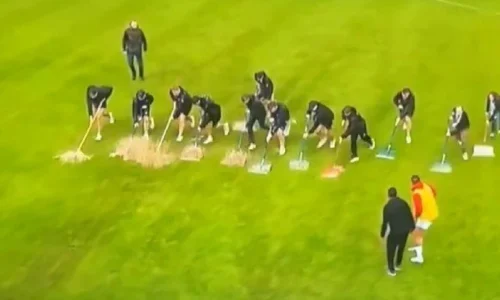 Ελβετία: Οπαδοί πήραν σκούπες για να τραβήξουν το νερό από το χορτάρι!