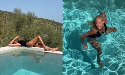 Ζέτα Μακρυπούλια: Ποζάρει με ολόσωμο μαύρο μαγιό στην πισίνα