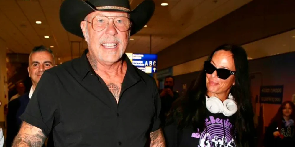 Ο frontman των Metallica Τζέιμς Χέτφιλντ χέρι χέρι με την αρραβωνιαστικιά του στο Ελευθέριος Βενιζέλος