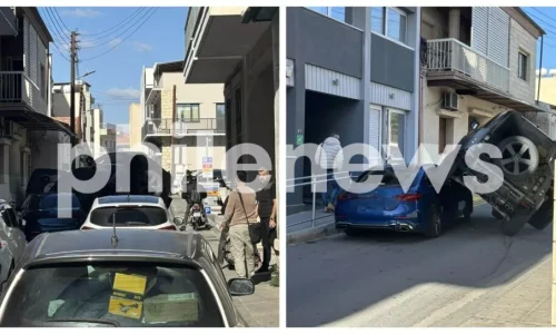Απίστευτο τροχαίο σε δρόμο της Λεμεσού – Καβάλησε με το τζιπ της σταθμευμένο όχημα (εικόνες)